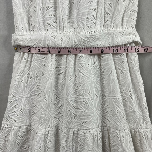 Michael Kors Dress Womens 10 Halter Eyelet White Tiered Belted Beach Coastal - Picture 12 of 16